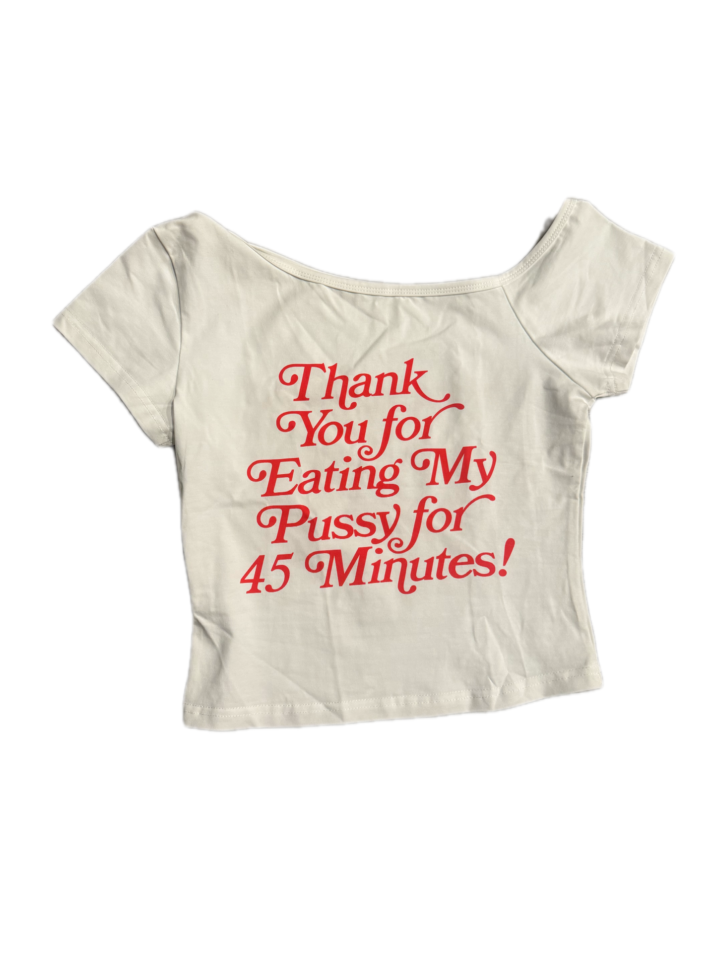 “Thank you” off-the-shoulder top
